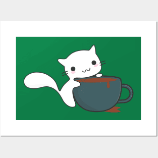 Coffee loving cat Posters and Art